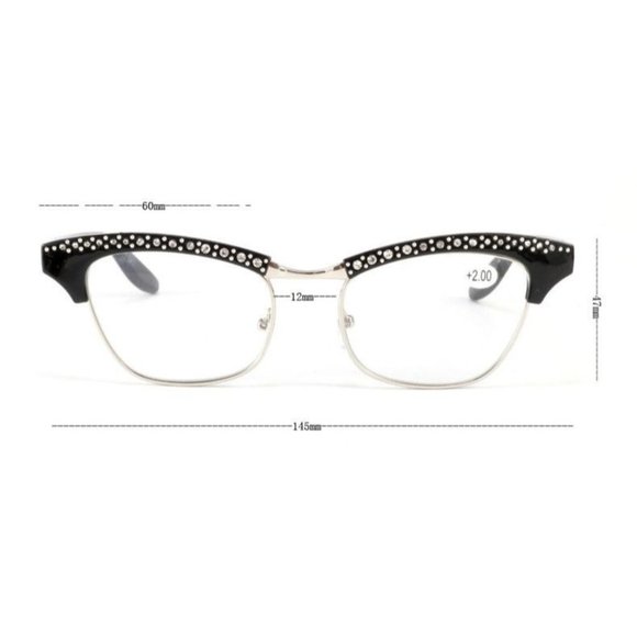 Retro Elegant Cat Eye Rhinestone 1.50 Reading Glasses - NEW Rockabilly Readers - Picture 4 of 5